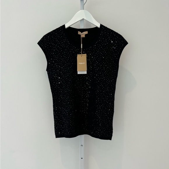 MICHAEL KORS COLLECTION VISCOSE KNIT SEQUINS TOP SIZE MEDIUM NWTS!